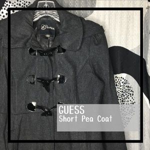 GUESS • Hooded Double Breasted Short Wool Pea Coat